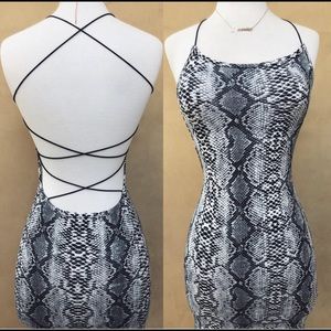 Snake Print Lace-up Dress